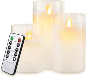 img 4 attached to Lezonic Glass LED Flameless Candles Battery Operated With Flickering Moving Wicks
