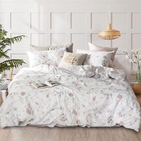 img 4 attached to 🌸 MICBRIDAL White Floral Duvet Cover Queen - Vintage Floral 100% Cotton Comforter Set