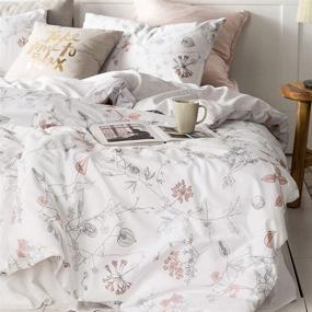 img 1 attached to 🌸 MICBRIDAL White Floral Duvet Cover Queen - Vintage Floral 100% Cotton Comforter Set