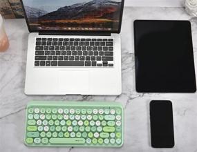 img 3 attached to 🌈 UBOTIE Portable Colorful Bluetooth Keyboard: Compact Retro Typewriter Design, Wireless & Flexible 84-Keys (Green-Colorful)