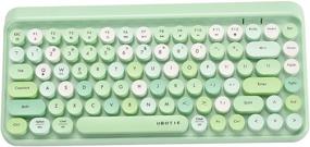 img 4 attached to 🌈 UBOTIE Portable Colorful Bluetooth Keyboard: Compact Retro Typewriter Design, Wireless & Flexible 84-Keys (Green-Colorful)