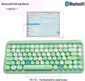 img 1 attached to 🌈 UBOTIE Portable Colorful Bluetooth Keyboard: Compact Retro Typewriter Design, Wireless & Flexible 84-Keys (Green-Colorful)