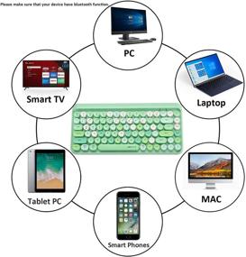 img 2 attached to 🌈 UBOTIE Portable Colorful Bluetooth Keyboard: Compact Retro Typewriter Design, Wireless & Flexible 84-Keys (Green-Colorful)