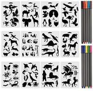 🐾 cocode set of 12 animal stencils with fineliner pens: create stunning animal patterns for diy projects logo