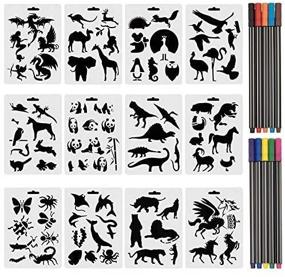 img 4 attached to 🐾 COCODE Set of 12 Animal Stencils with Fineliner Pens: Create Stunning Animal Patterns for DIY Projects