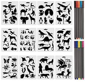 img 2 attached to 🐾 COCODE Set of 12 Animal Stencils with Fineliner Pens: Create Stunning Animal Patterns for DIY Projects