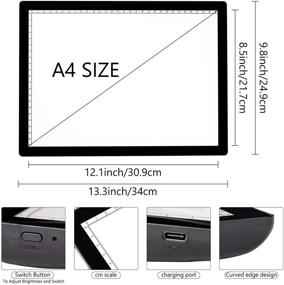 img 3 attached to 🎨 Rechargeable A4 Light Box Tracing Pad with Long-lasting Battery, UL Adapter, USB Cable - Ideal for Diamond Painting, Artists Designing, Drawing, Sketching, Animation, Stenciling