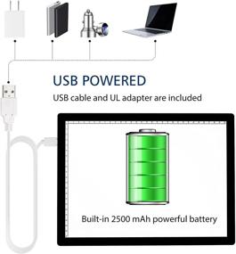 img 2 attached to 🎨 Rechargeable A4 Light Box Tracing Pad with Long-lasting Battery, UL Adapter, USB Cable - Ideal for Diamond Painting, Artists Designing, Drawing, Sketching, Animation, Stenciling