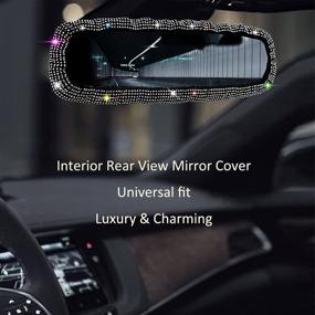 img 1 attached to 💎 Valleycomfy Bling Car Mirror Accessories: Stunning Rhinestone Rearview Mirror Cover for Women