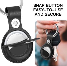 img 1 attached to 🔑 AICase AirTag Keychain Ring Case - Protective Leather Holder Cover Compatible with Apple AirTag 2021. Ideal for Pets, Keys, Luggage, Backpacks.