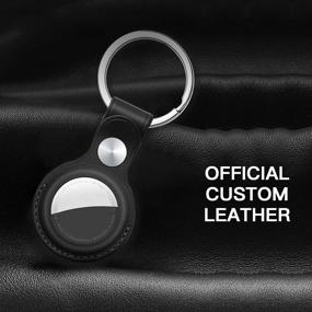img 2 attached to 🔑 AICase AirTag Keychain Ring Case - Protective Leather Holder Cover Compatible with Apple AirTag 2021. Ideal for Pets, Keys, Luggage, Backpacks.