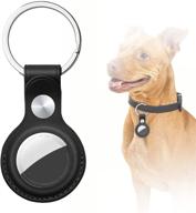 🔑 aicase airtag keychain ring case - protective leather holder cover compatible with apple airtag 2021. ideal for pets, keys, luggage, backpacks. logo