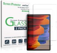 📱 amfilm galaxy tab s7 screen protector, [2 pack] tempered glass for 11 inch samsung galaxy tab s7 2020 - scratch resistant, s pen compatible & bubbles free logo