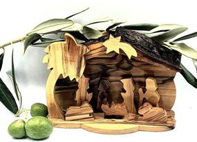 img 3 attached to 🎄 Exquisite Zuluf Olive Wood Nativity Set with Bark Roof - Perfect Wooden Decoration for Christmas, Certified Bethlehem Craftsmanship!