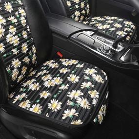 img 3 attached to 🐼 Giant Panda 1 Pair Daisy Car Seat Covers Protectors for Women Lady – Front Printed Seat Covers, Universal Fit for Cars SUV