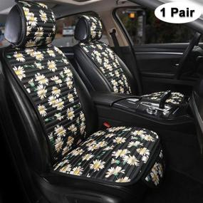 img 4 attached to 🐼 Giant Panda 1 Pair Daisy Car Seat Covers Protectors for Women Lady – Front Printed Seat Covers, Universal Fit for Cars SUV