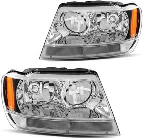 img 4 attached to 🚗 DWVO Chrome Housing Headlamp for Jeep Grand Cherokee 99-04 Headlight Assembly