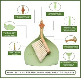 img 1 attached to 🧹 Town Your Little Helper Mini Bamboo Broom & Dustpan Set - Eco-Friendly Angled Brush with Sleek Matte Design, Ideal for Countertop, Table & Desk, Car & Camp Sweeping