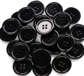 img 4 attached to 🧵 Stylish GANSSIA 1 Inch Black Resin Buttons - Pack of 50PCS for Sewing and DIY Crafts