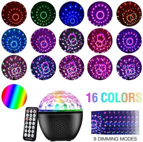 img 3 attached to 🎆 Portable Sound Activated Party Lights with Remote: Disco Ball Lights Rotating Bluetooth Speaker in 16 Colors, Battery Operated DJ Stage Lights and Kids Night Light for Room, Xmas