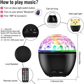 img 1 attached to 🎆 Portable Sound Activated Party Lights with Remote: Disco Ball Lights Rotating Bluetooth Speaker in 16 Colors, Battery Operated DJ Stage Lights and Kids Night Light for Room, Xmas