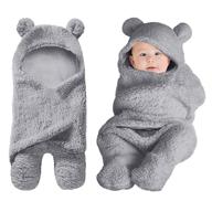 🏻 cozy and stylish baby swaddle blankets for newborn boys, girls, and unisex, perfect for winter - 0-6 m, grey logo