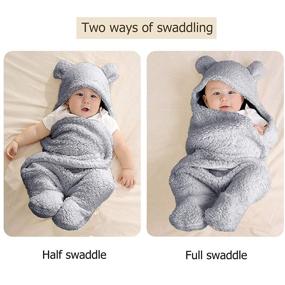 img 1 attached to 🏻 Cozy and Stylish Baby Swaddle Blankets for Newborn Boys, Girls, and Unisex, Perfect for Winter - 0-6 M, Grey