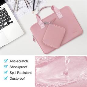 img 1 attached to 💻 Laptop Sleeve 13 13.3 13.5 Inch Case for MacBook Air Pro 13"-13.3", Surface Laptop 13.5", Pink Water Repellent Neoprene Notebook Hand Bag with Handle and Small Case