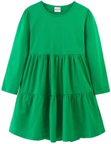 img 4 attached to Noomelfish Girls Long Sleeve Tiered Dress with Pockets - Loose Flowy Ruffle Swing Dresses (4-12 Years)