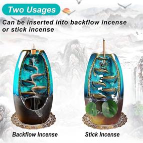 img 2 attached to 🏞️ Ceramic Incense Burner Set: Waterfall Incense Holder for Aromatherapy Ornament & Home Decor, Complete with 150 PCS Natural Incense and Cushion