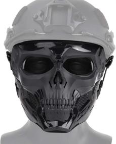 img 1 attached to 🎭 IDEKO Airsoft Skull Mask - Tactical Full Face Protective Mask for Airsoft CS Wargame, Halloween Cosplay, and Party