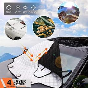 img 2 attached to ❄️ Car Windshield Snow Cover with 4 Layers Protection, Snow, Ice, Frost, UV Full Defense – Thick, Waterproof Magnetic Edge Snow Cover Fits Most Cars, Vans & SUVs (Silver)