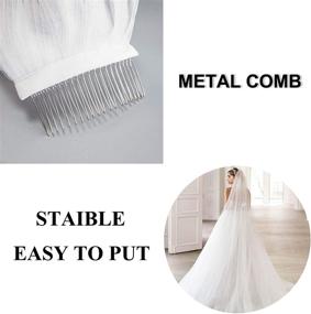 img 3 attached to Elegant Long Cathedral Wedding Veil - Perfect Bridal Accessory with 1 Tier Drop and Iron Comb for Brides
