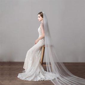 img 2 attached to Elegant Long Cathedral Wedding Veil - Perfect Bridal Accessory with 1 Tier Drop and Iron Comb for Brides