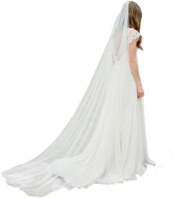 img 4 attached to Elegant Long Cathedral Wedding Veil - Perfect Bridal Accessory with 1 Tier Drop and Iron Comb for Brides