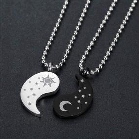 img 1 attached to 🧩 Blowin Yin Yang Puzzle Necklace Set: Stainless Steel Sun Moon Matching Relationship Necklaces for Couples, Best Friends & Lovers - His and Hers Friendship Jewelry