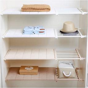 img 4 attached to 📚 HyFanStr Expandable Storage Rack Separator Shelf for Wardrobe, Cupboard, Bookcase Compartment Collection (28.7"-51", 16.5", White)