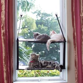 img 4 attached to 🐱 LIFIS Cat Window Perch: Double-Layered Grey Cat Hammock for Small Windows - Up to 55lb, Stable Metal Frames, Soft Mats, Kitty Sunny Seat!