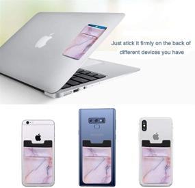 img 1 attached to 📱 2-Pack ClarksZone Stretchy Marble Adhesive Wallet: Phone Credit Card Holder & Sleeve Pocket for iPhones, Androids, Samsung Galaxy - Pink