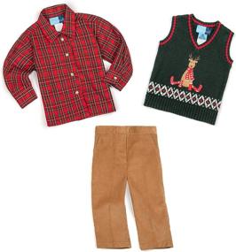 img 3 attached to Adorable Good Lad Infant Boys Green Reindeer Sweater Vest Set