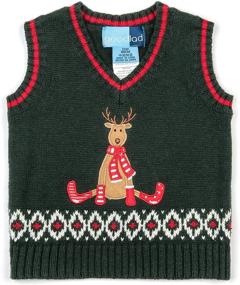 img 2 attached to Adorable Good Lad Infant Boys Green Reindeer Sweater Vest Set