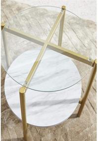 img 2 attached to 🌟 Contemporary Round End Table: Signature Design by Ashley Wynora with Glass & Faux Marble in White & Gold