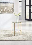 🌟 contemporary round end table: signature design by ashley wynora with glass & faux marble in white & gold logo