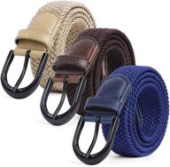 1.3 inch wide braided elastic canvas stretch belt - unisex casual belt for men, women, and juniors logo