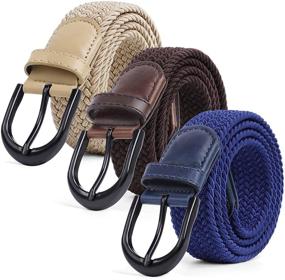 img 4 attached to 1.3 Inch Wide Braided Elastic Canvas Stretch Belt - Unisex Casual Belt for Men, Women, and Juniors