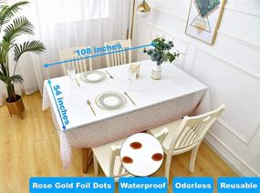 img 3 attached to 🎉 Premium 4-Pack Rose Gold Dot Rectangular White Plastic Tablecloth - Ideal for Parties, Weddings, Bridal & Baby Showers, Thanksgiving & Christmas Events