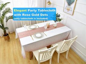 img 1 attached to 🎉 Premium 4-Pack Rose Gold Dot Rectangular White Plastic Tablecloth - Ideal for Parties, Weddings, Bridal & Baby Showers, Thanksgiving & Christmas Events