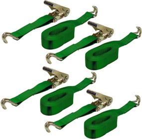 img 2 attached to 🔒 Keeper 04618 Ratchet Tie-Down Set - 16ft x 2in, J-Hooks, 4 Pack, Green