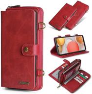 s21 plus red wallet case - detachable pu leather magnetic cover with 15 card slots, shoulder strap - full protection and compatibility with samsung galaxy s21 plus logo