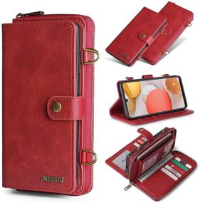 img 4 attached to S21 Plus Red Wallet Case - Detachable PU Leather Magnetic Cover with 15 Card Slots, Shoulder Strap - Full Protection and Compatibility with Samsung Galaxy S21 Plus